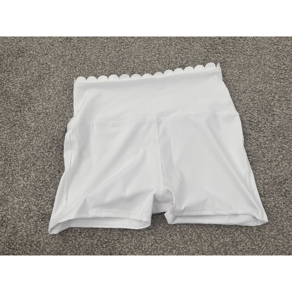 Tiger Friday Dance Wear NWOT White Biker Shorts Scalloped Waist Adult Large LL